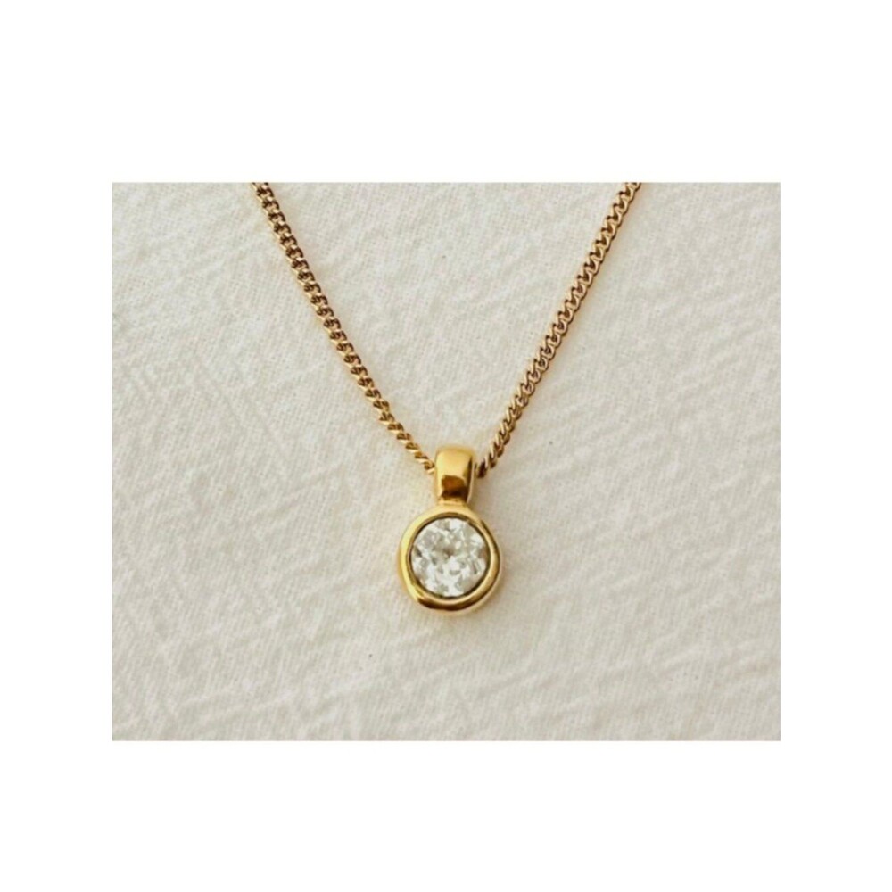 DIOR Gold Tone Crystal Pendant Necklace Luxury Designer Jewelry